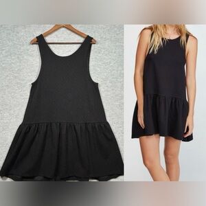 Free People Black Textured Sleeveless Drop‎ Waist Dress M Easy Street Casual